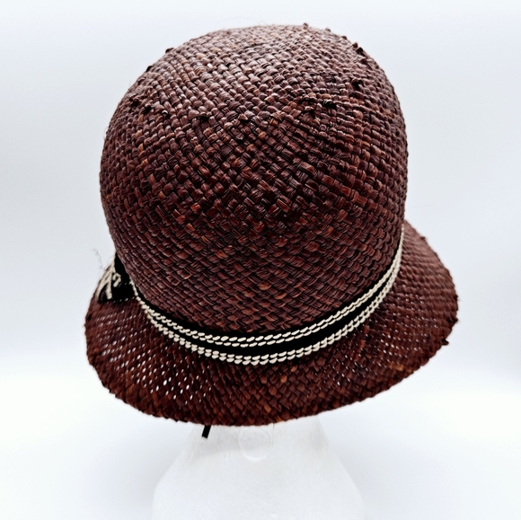 DELUX | woven paper bow detail cloche hat - Picture 5 of 9